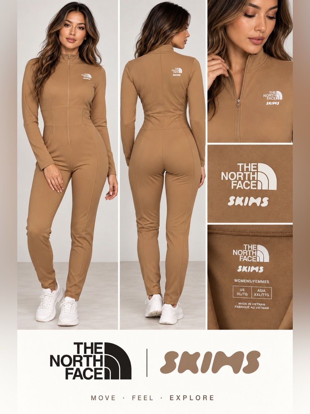 The North Face x SKIMS Refina Bodysuit Cocoa XL Limited Edition